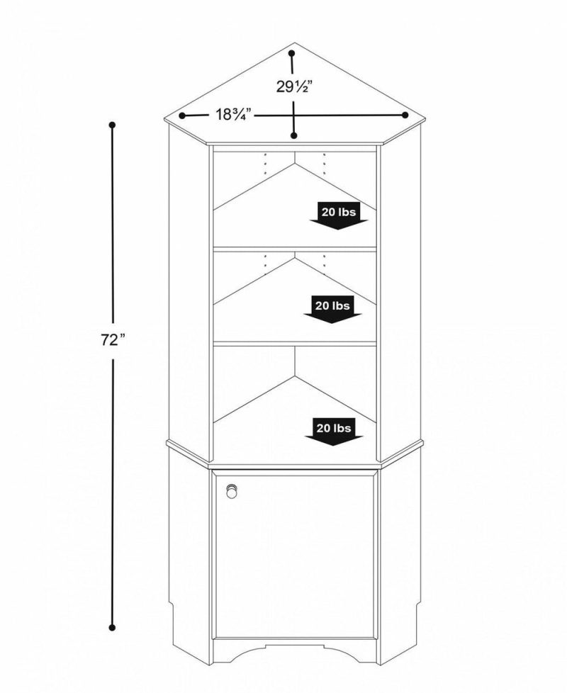 Elite Tall One-Door Corner Storage Cabinet – White Bookcases