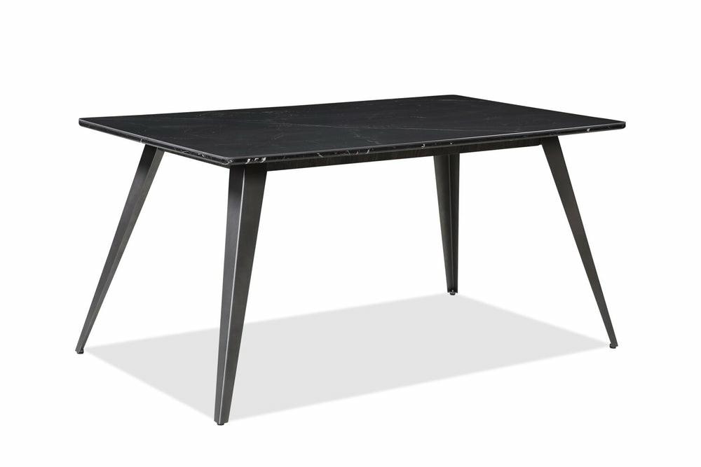 Nico Dining Table With Sintered Stone Top, Metal, 60″W – Black Dining Room