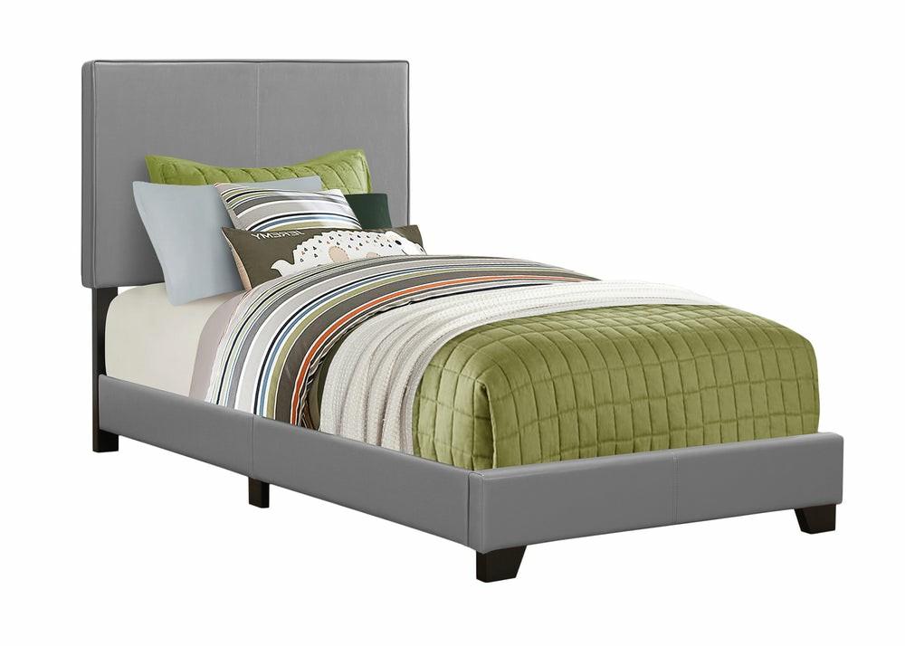 Twin Size Grey Leather-Look Bed Bedroom