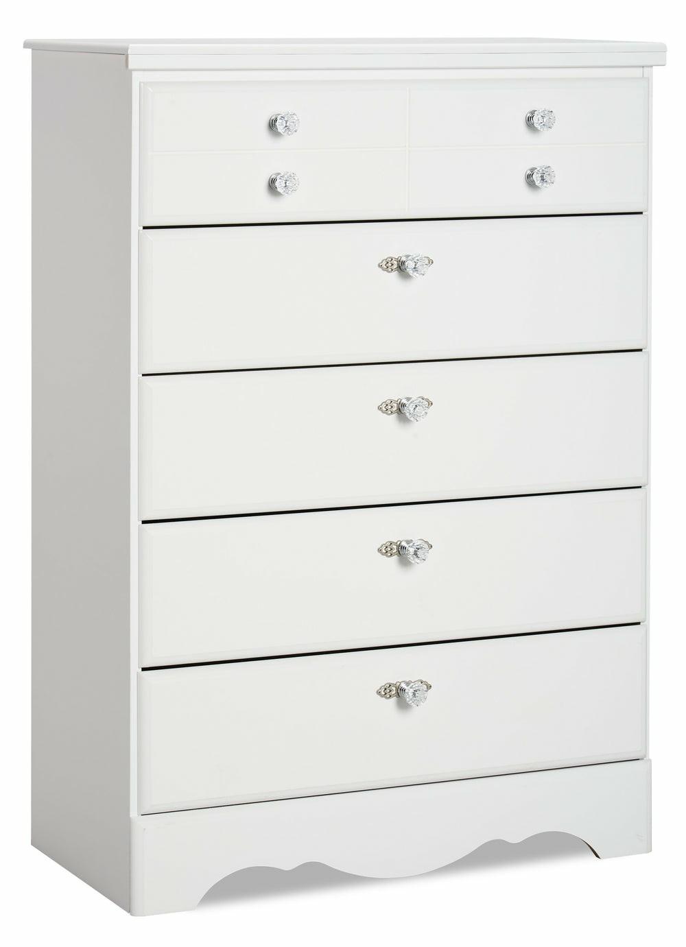 Diamond Dreams 5-Drawer Bedroom Chest For Kids, 31.81″W – White Bedroom