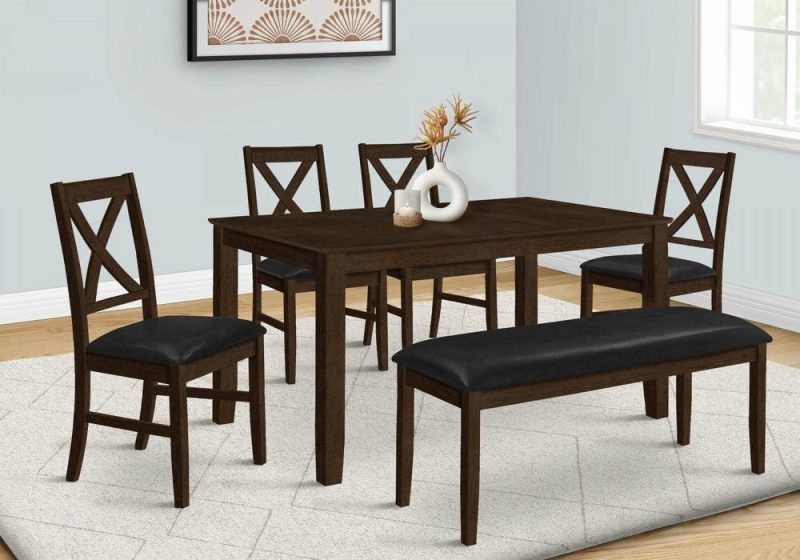 Dining Table Rectangular Dining Room Kitchen Brown Veneer Transitional Dining Room