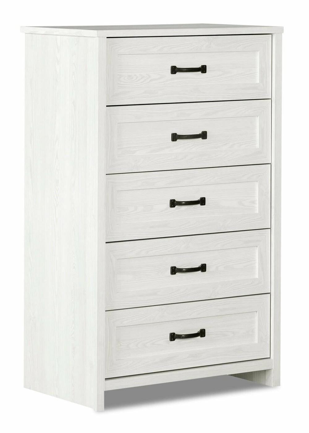 Dove Bedroom Chest Of Drawers, 5-Drawer, 30.5″W X 49″H, Made In Canada – White Bedroom