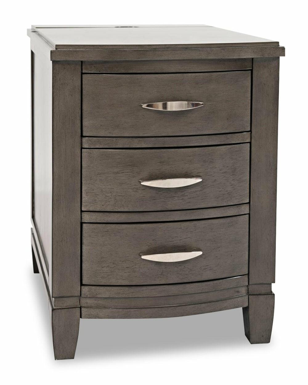 Downtown  18″ Modern Chairside Table With Storage – Grey Brown Wood End Tables