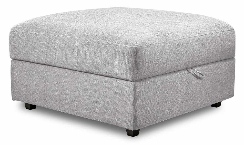 Evolve Linen-Look Fabric Ottoman – Grey Furniture