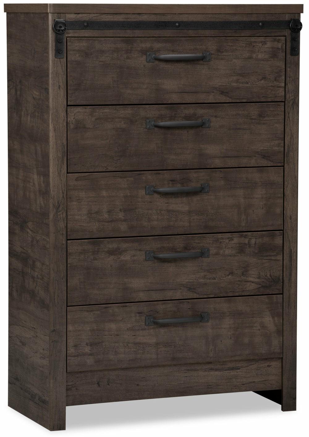 Grayson Bedroom Chest Of Drawers, 5-Drawer, 31.4″W X 47.4″H, Made In Canada, Rustic – Dark Grey Bedroom