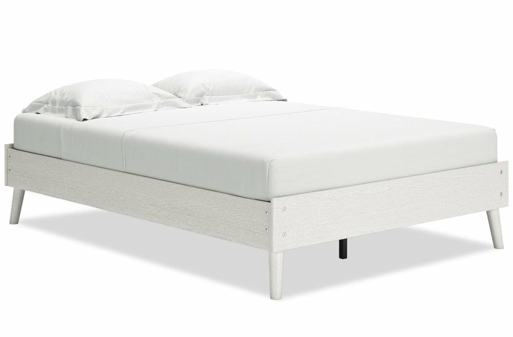 Mavi Platform Bed, Mid-Century Modern, White – Full Size Bedroom