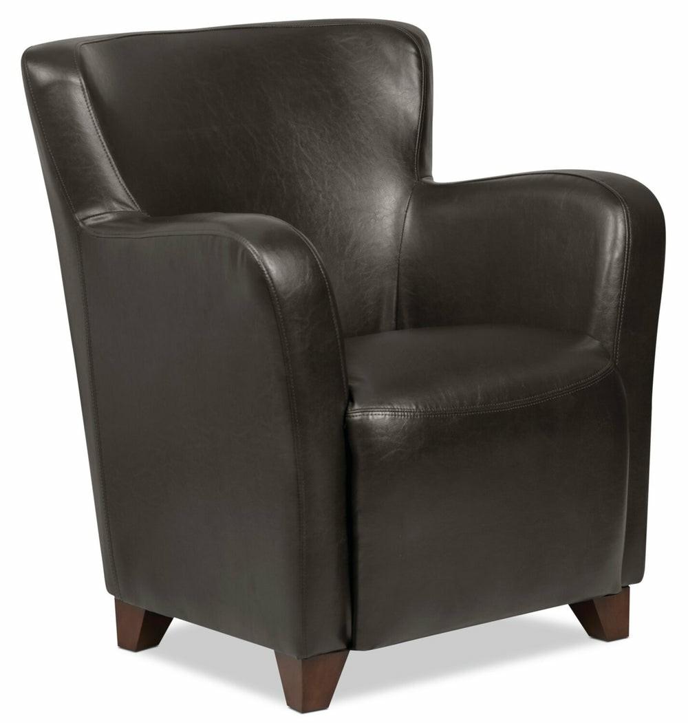 Zello 29.92″ Brown Faux Leather Accent Chair With Wood Legs Accent Chairs