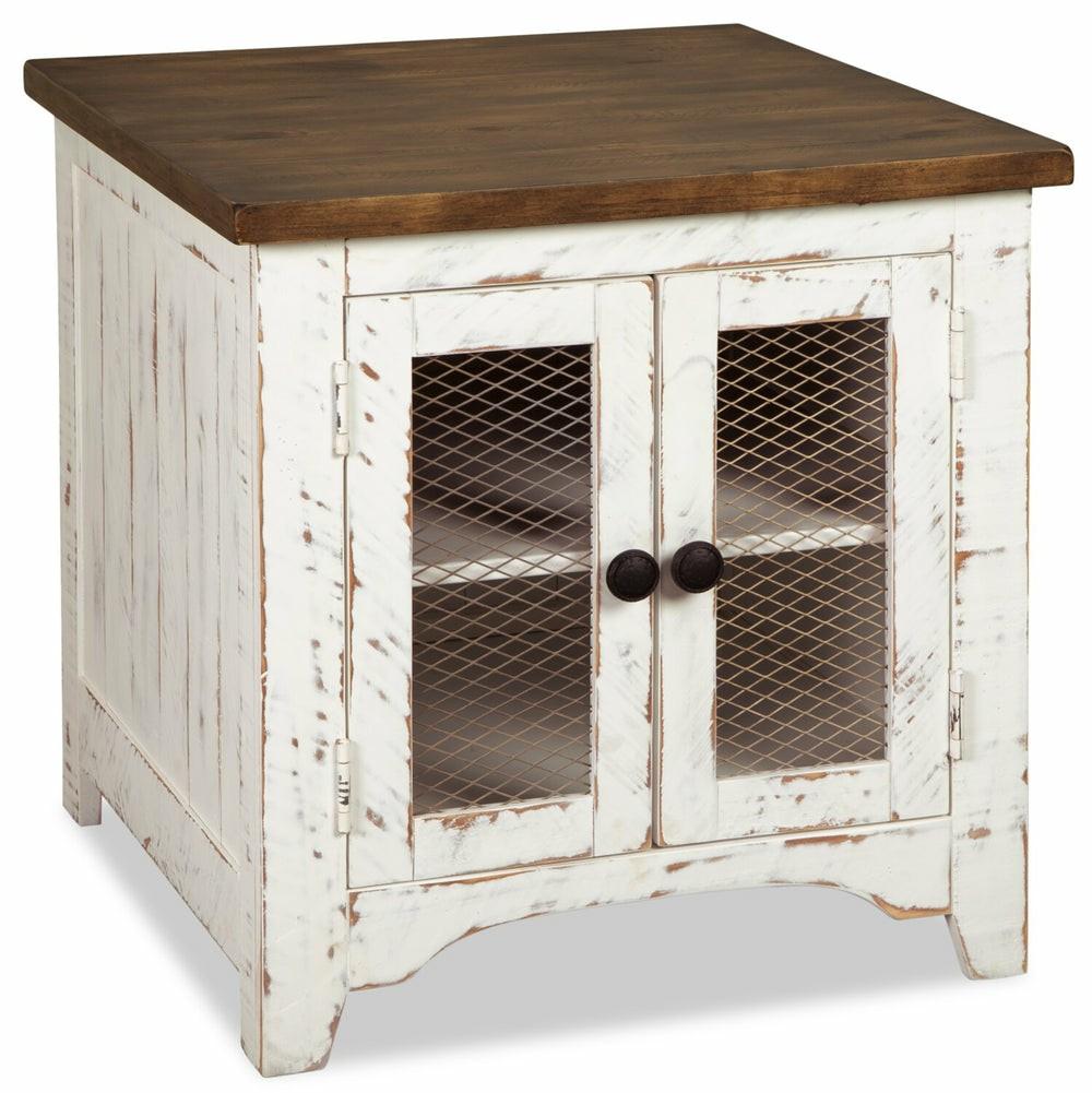 Benjy 24″ Rustic End Table With Storage – Two Tone Wood End Tables