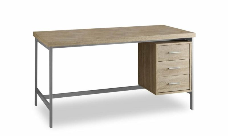 Stuart 60″ Desk With 3-Drawers – Natural Desks