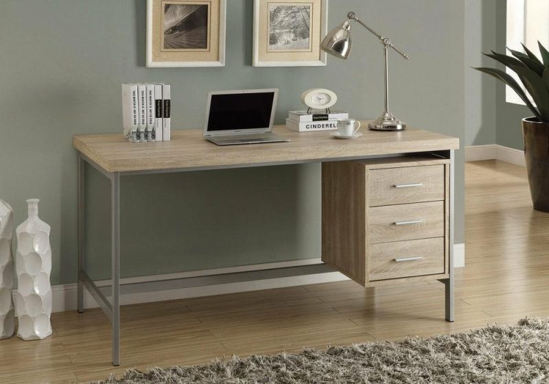 Stuart 60″ Desk With 3-Drawers – Natural Desks