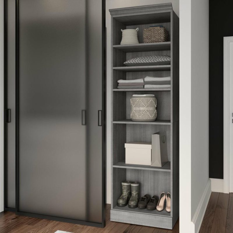 Versatile 25 W Closet Organizer – Platinum Grey Armoires & Wardrobes