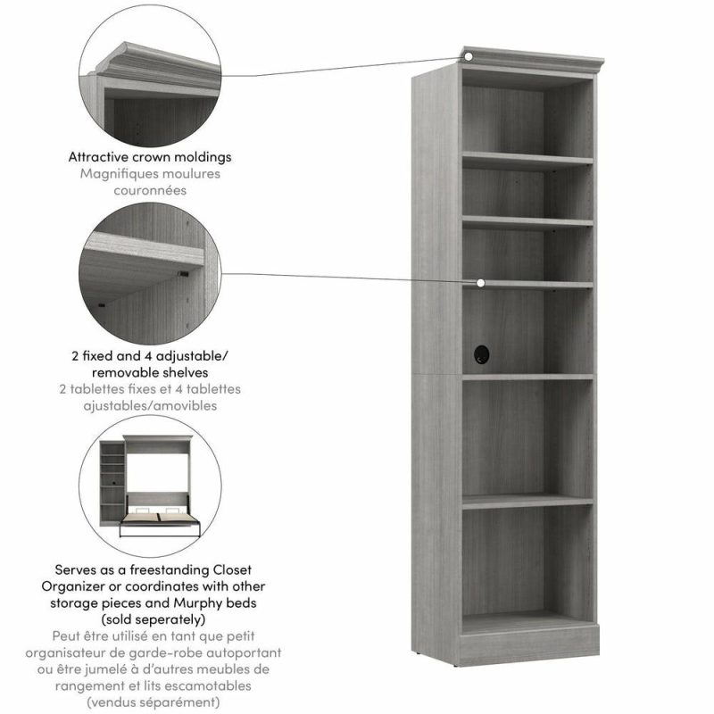 Versatile 25 W Closet Organizer – Platinum Grey Armoires & Wardrobes