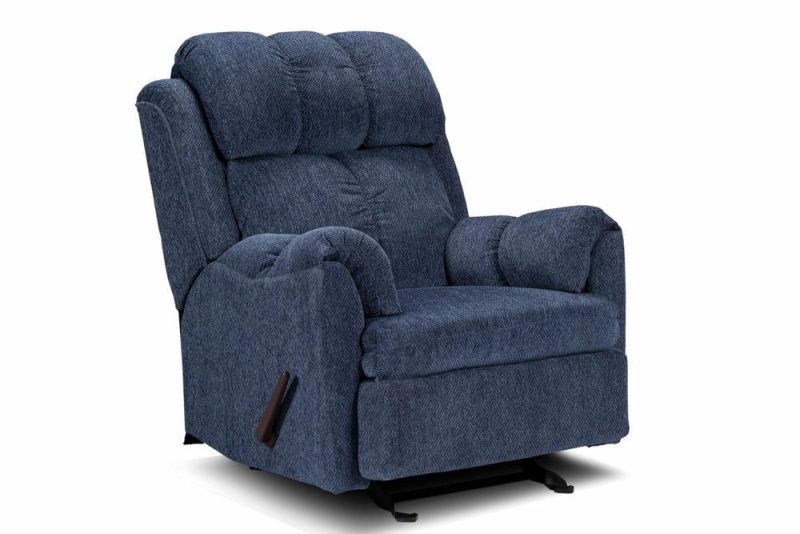 Canadian Made 35″ Navy Blue Chenille Fabric Rocker Reclining Chair Furniture